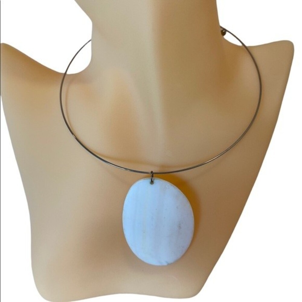 Genuine Mother of Pearl Silver Choker With Comfortable 17.5” Circumference.